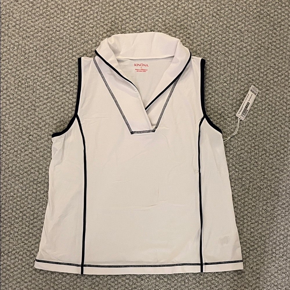 Kinona White Sleeveless Top with Black Accents